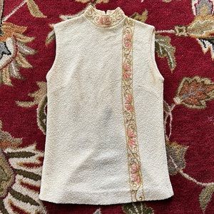 Vintage 1960’s Apollo Knits sleeveless mock turtleneck embellished top. XS